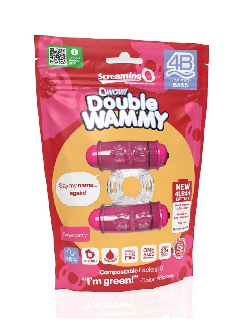 Load image into Gallery viewer, 4b Double Wammy Silicone Rechargeable Dual Vibrating Couples Cock Ring - Red/Strawberry
