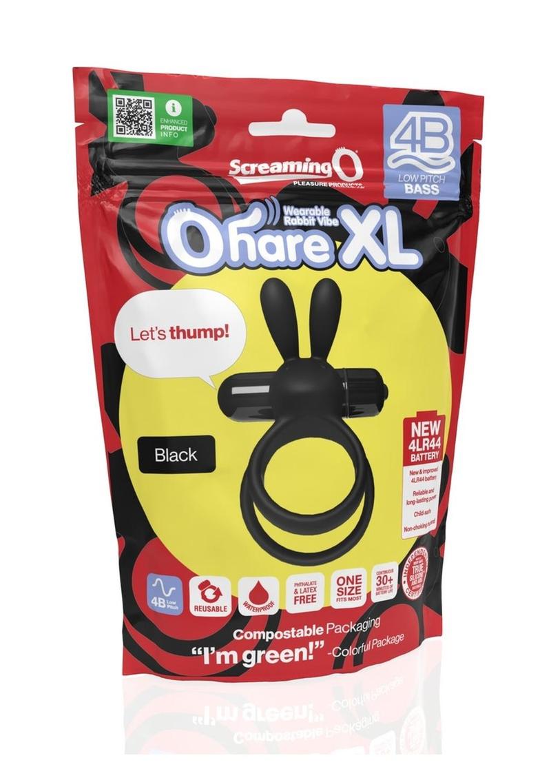 Load image into Gallery viewer, 4b Ohare XL Rechargeable Silicone Rabbit Vibrating Cock Ring - Black - XLarge
