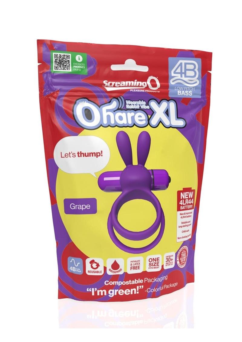 Load image into Gallery viewer, 4b Ohare XL Rechargeable Silicone Rabbit Vibrating Cock Ring - Grape/Purple - XLarge
