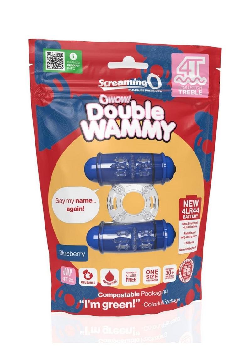 Load image into Gallery viewer, 4t Double Wammy Silicone Rechargeable Dual Vibrating Couples Cock Ring - Blue/Blueberry
