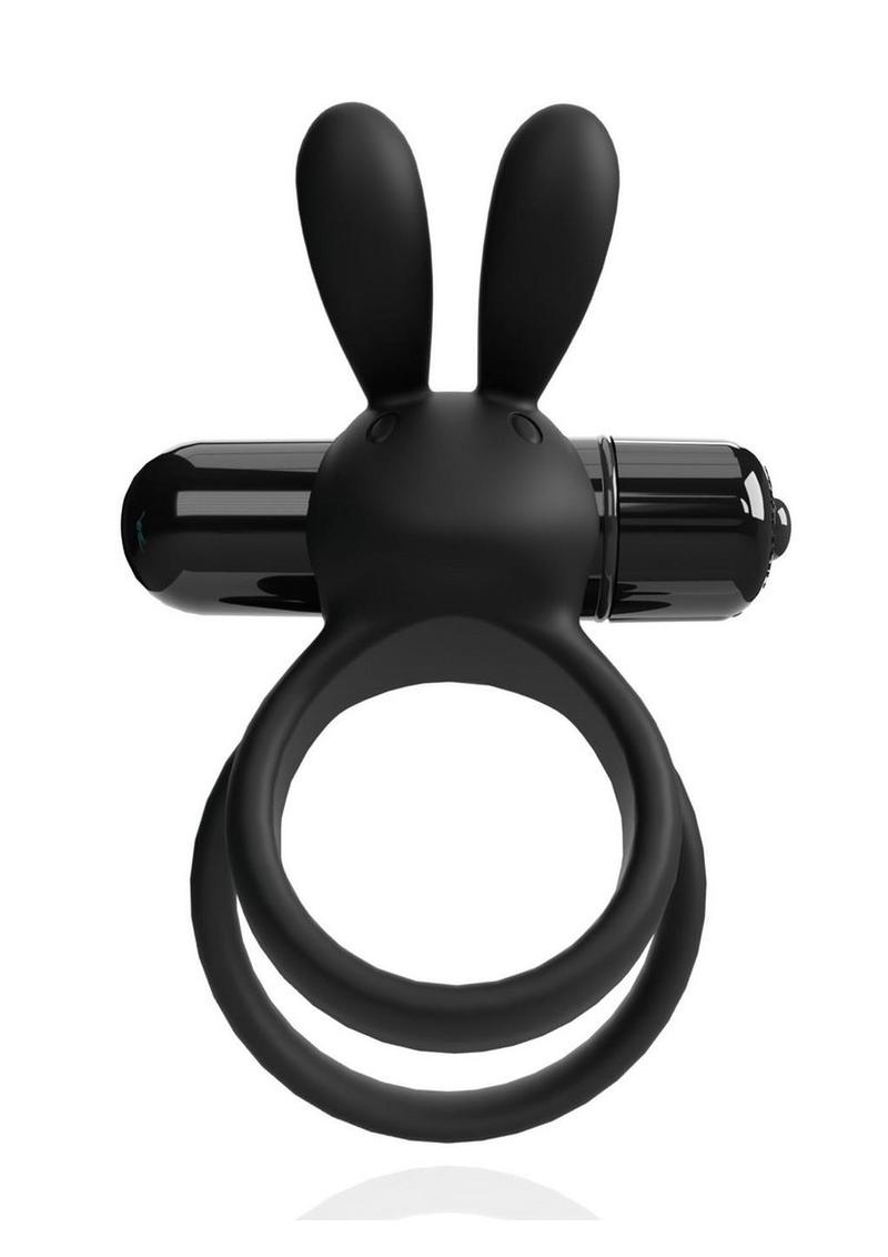 Load image into Gallery viewer, 4t Ohare XL Rechargeable Silicone Rabbit Vibrating Cock Ring - Black - XLarge
