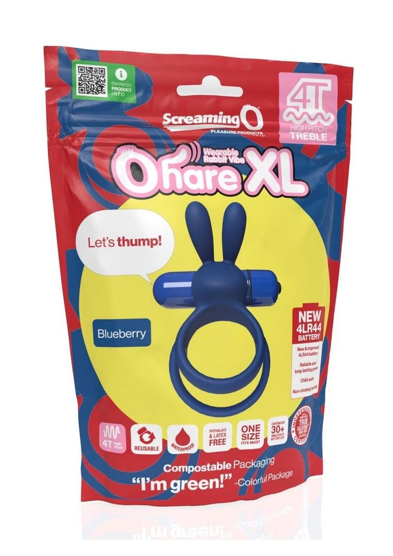 Load image into Gallery viewer, 4t Ohare XL Rechargeable Silicone Rabbit Vibrating Cock Ring - Blue/Blueberry - XLarge
