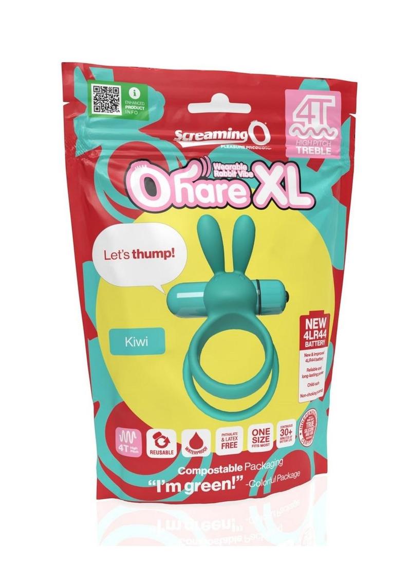 Load image into Gallery viewer, 4t Ohare XL Rechargeable Silicone Rabbit Vibrating Cock Ring - Green/Kiwi - XLarge
