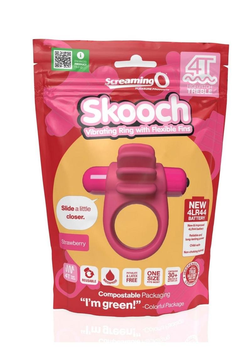 Load image into Gallery viewer, 4t Skooch Vibrating Cock Ring with Clitoral Stimulator - Red/Strawberry
