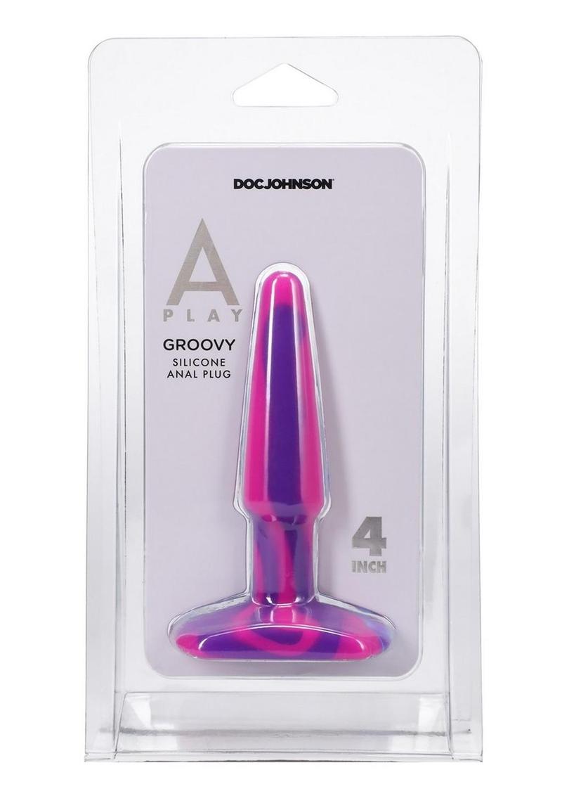 Load image into Gallery viewer, A-Play Groovy Silicone Anal Plug 4in - Fuschia - Magenta/Pink
