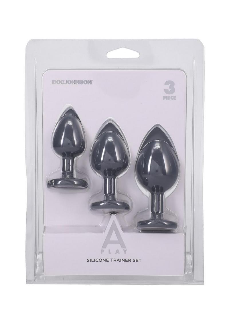 Load image into Gallery viewer, A-Play Silicone Anal Trainer - Gray/Grey - Set
