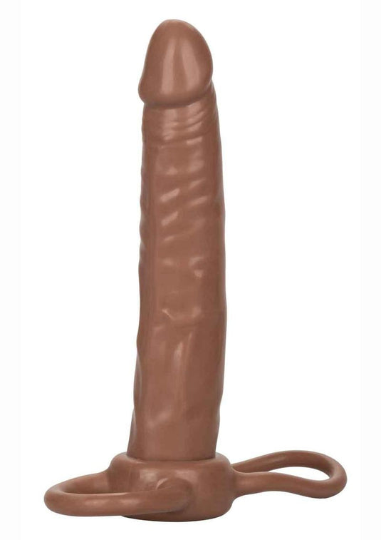 Accommodator Dual Penetrator Dildo Cock Ring - Brown