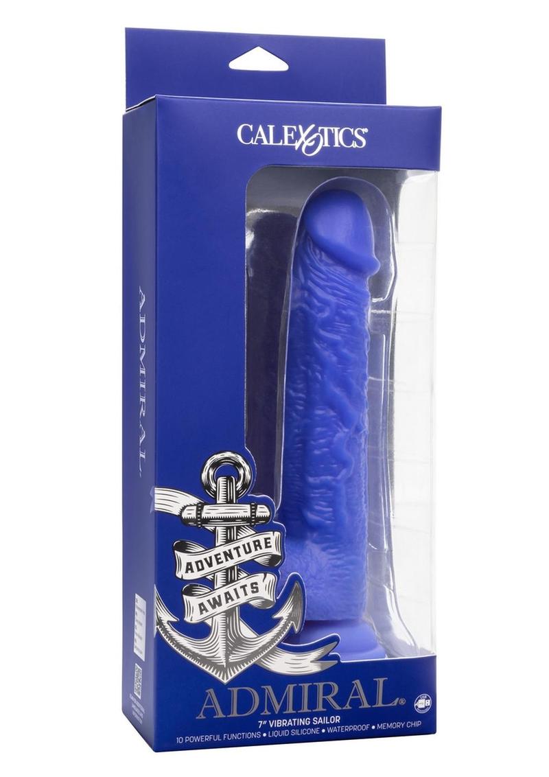 Load image into Gallery viewer, Admiral Vibrating Sailor Rechargeable Silicone Dildo - Blue - 7in
