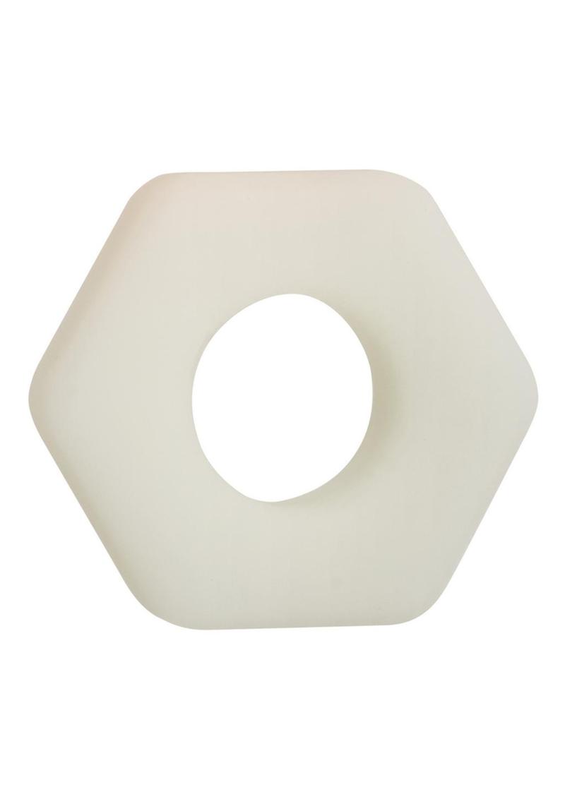 Load image into Gallery viewer, Alpha Glow In The Dark Liquid Silicone Prolong Sexagon Ring - White
