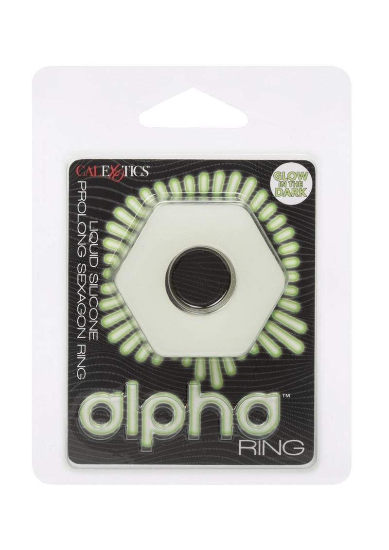 Load image into Gallery viewer, Alpha Glow In The Dark Liquid Silicone Prolong Sexagon Ring - White
