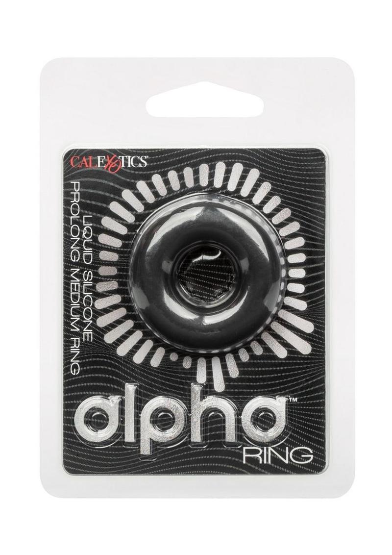 Load image into Gallery viewer, Alpha Liquid Silicone Prolong Cock Ring - Black - Medium
