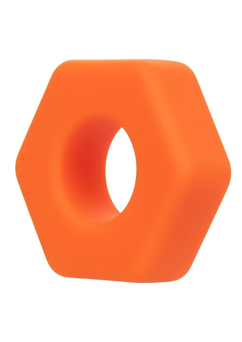 Load image into Gallery viewer, Alpha Liquid Silicone Prolong Sexagon Cock Ring - Orange
