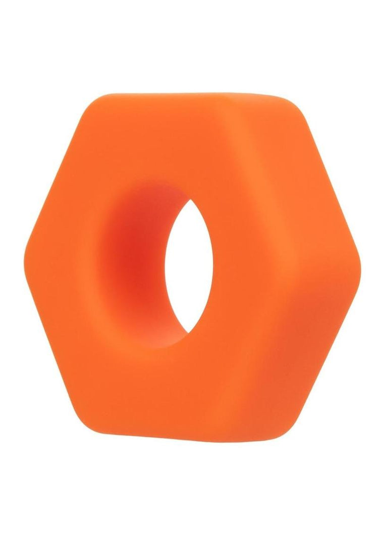 Alpha Liquid Silicone Prolong Sexagon Cock Ring - Orange