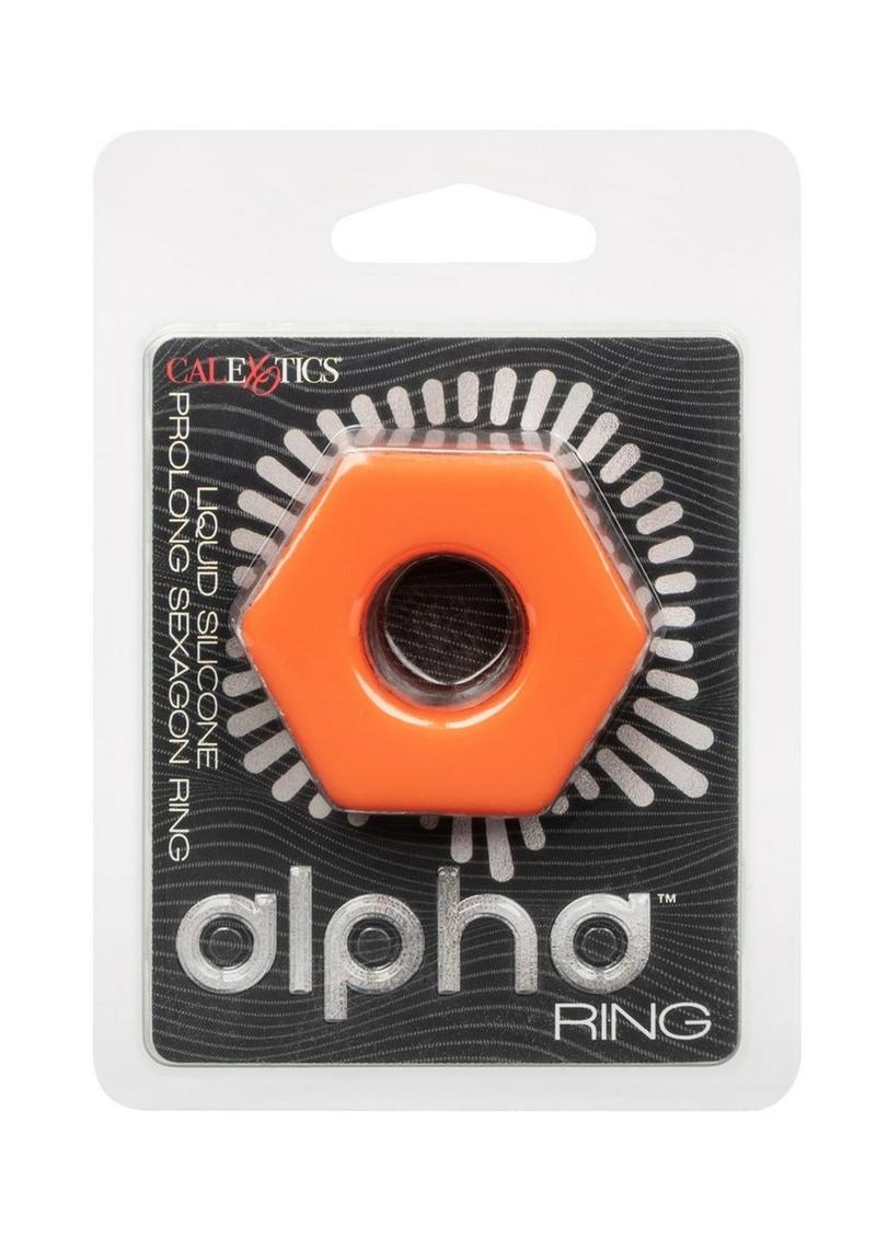 Load image into Gallery viewer, Alpha Liquid Silicone Prolong Sexagon Cock Ring - Orange
