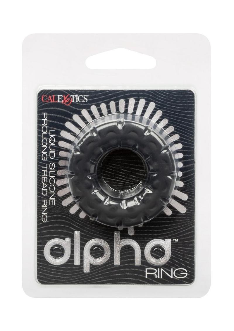 Load image into Gallery viewer, Alpha Liquid Silicone Prolong Tread Cock Ring - Black
