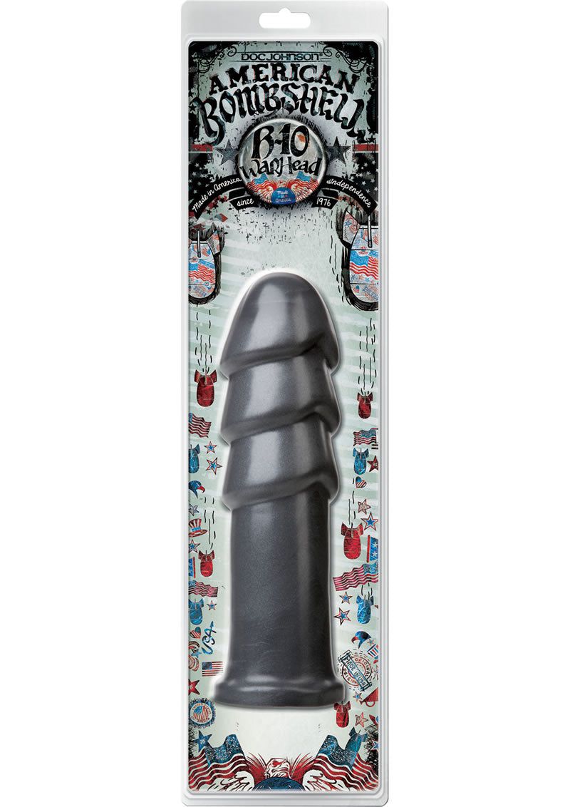 Load image into Gallery viewer, American Bombshell B-10 Warhead Dildo - Grey/Gun Metal - 10.1in
