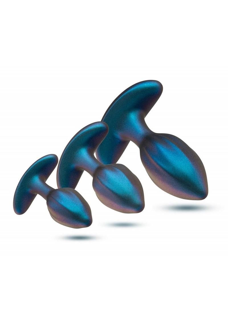 Load image into Gallery viewer, Anal Adventures Matrix Cosmos Plug Kit Silicone Anal Plug Set - Lunar - Blue

