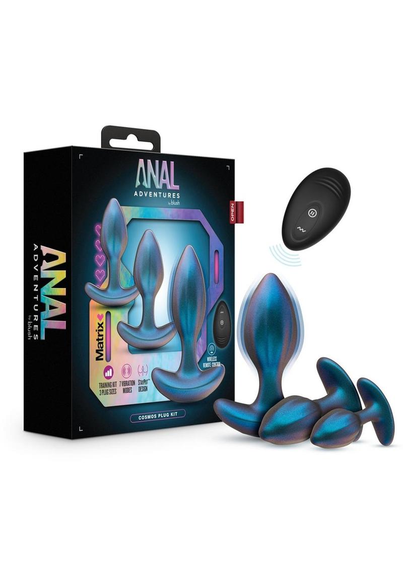 Load image into Gallery viewer, Anal Adventures Matrix Cosmos Plug Kit Silicone Anal Plug Set - Lunar - Blue
