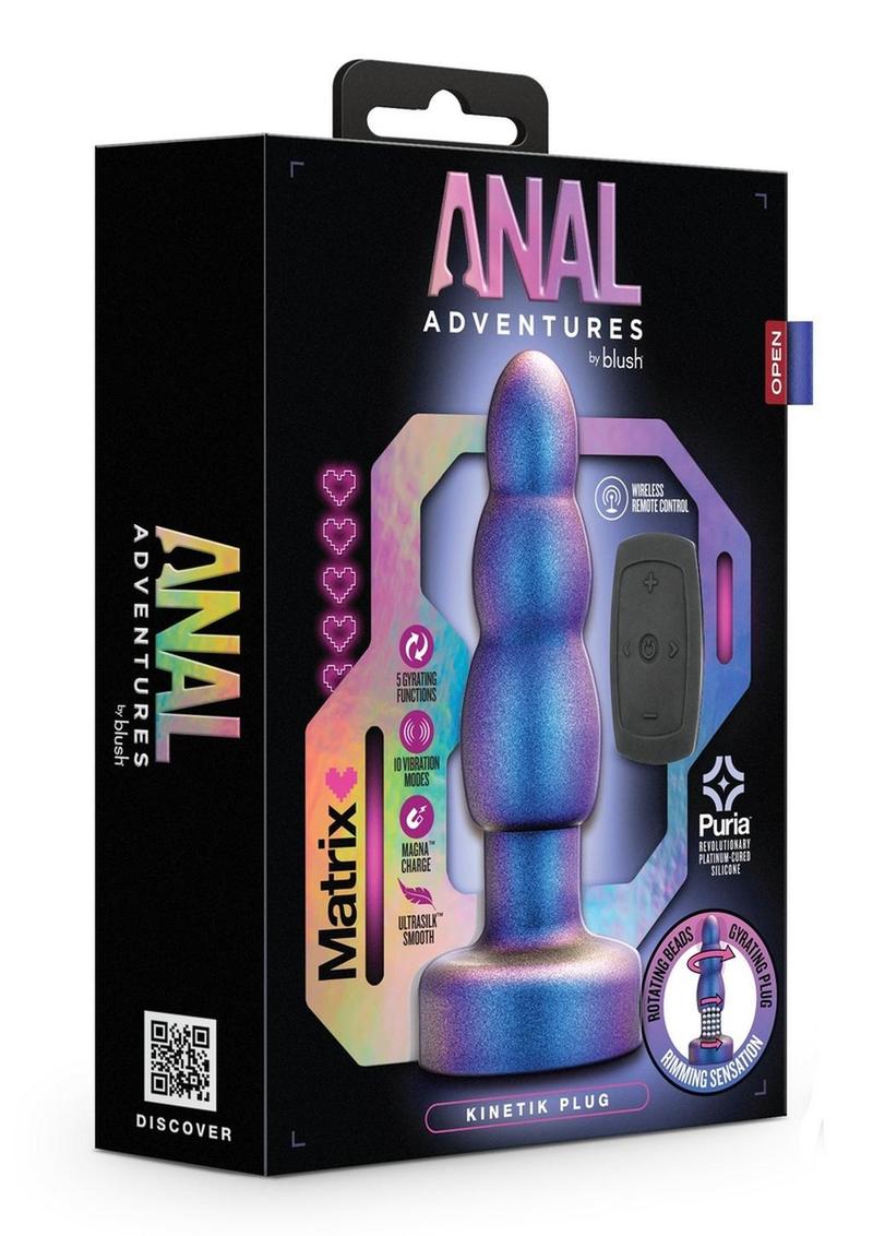 Load image into Gallery viewer, Anal Adventures Matrix Kinetic Plug Rechargeable Silicone Anal Plug with Remote- Space Age - Blue
