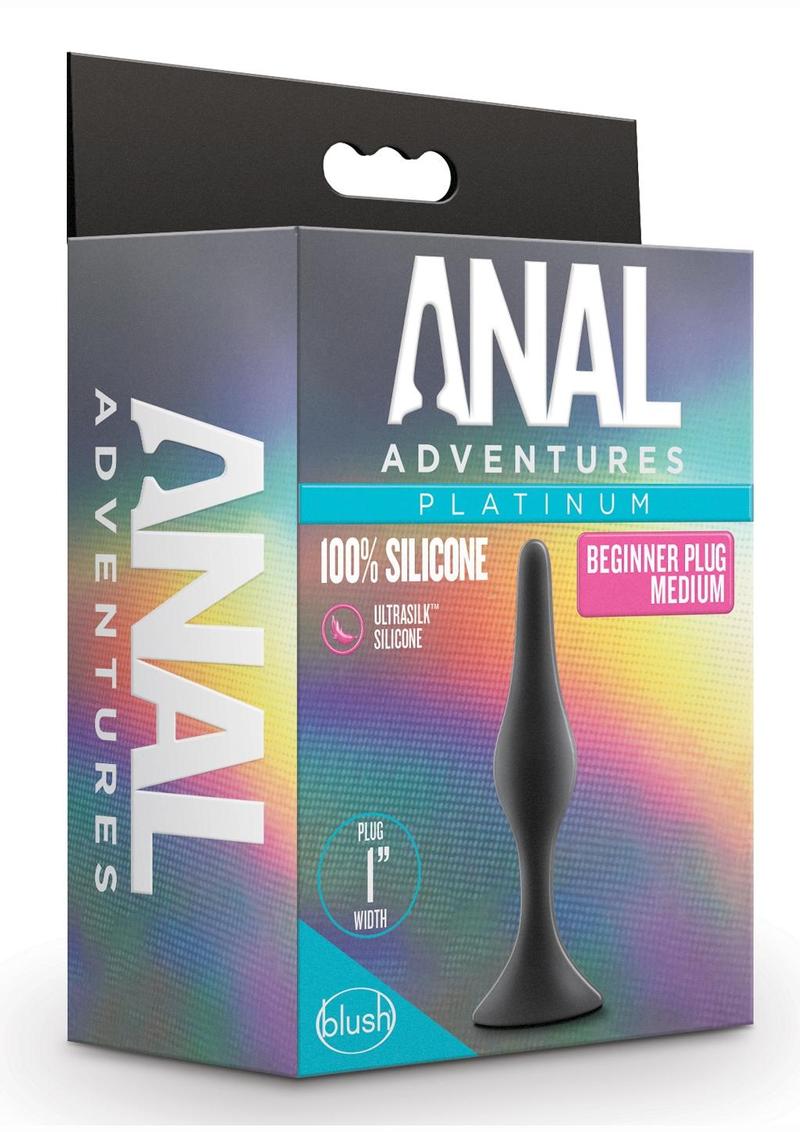 Load image into Gallery viewer, Anal Adventures Platinum Silicone Beginner Plug - Black - Medium
