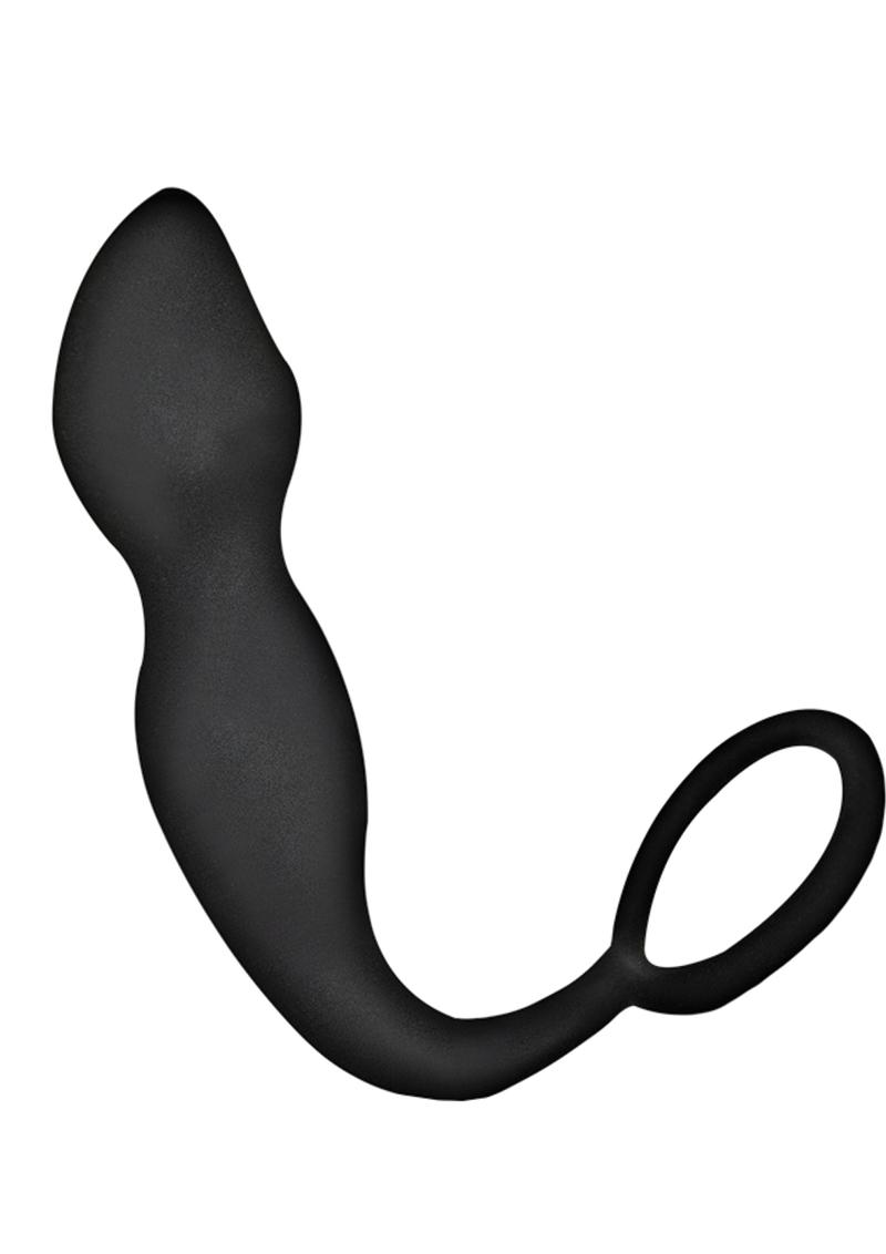 Load image into Gallery viewer, Anal-Ese Collection Butt Plug Silicone Cock Ring - Black
