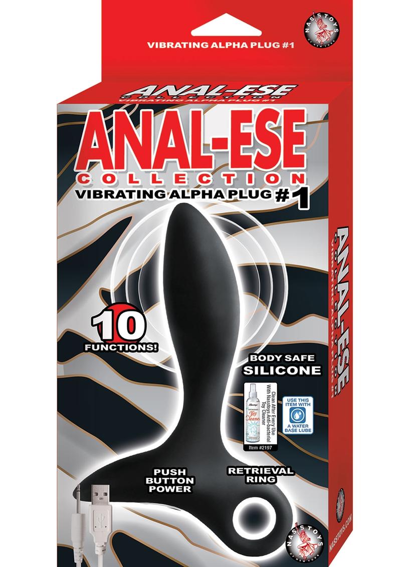 Load image into Gallery viewer, Anal-Ese Collection Rechargeable Vibrating Silicone Alpha Plug #1 - Black
