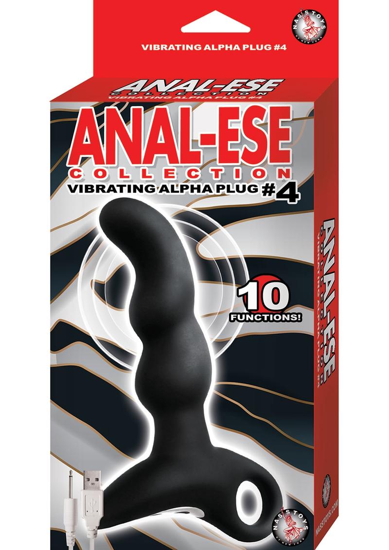 Load image into Gallery viewer, Anal-Ese Collection Rechargeable Vibrating Silicone Alpha Plug #4 - Black
