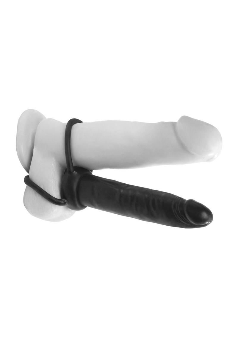 Load image into Gallery viewer, Anal Fantasy Collection Double Trouble Strap-On Cockring - Black - 5.3in
