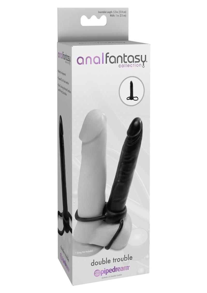 Load image into Gallery viewer, Anal Fantasy Collection Double Trouble Strap-On Cockring - Black - 5.3in
