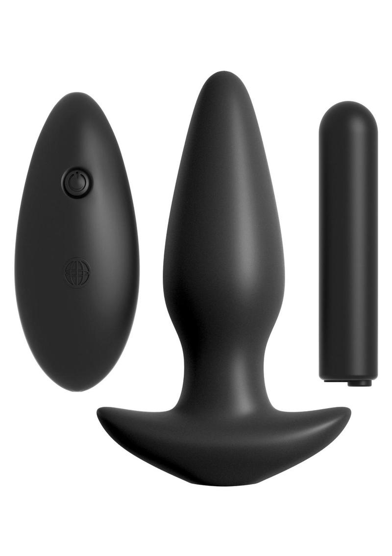 Load image into Gallery viewer, Anal Fantasy Collection Remote Control Silicone Plug Waterproof - Black - 4in
