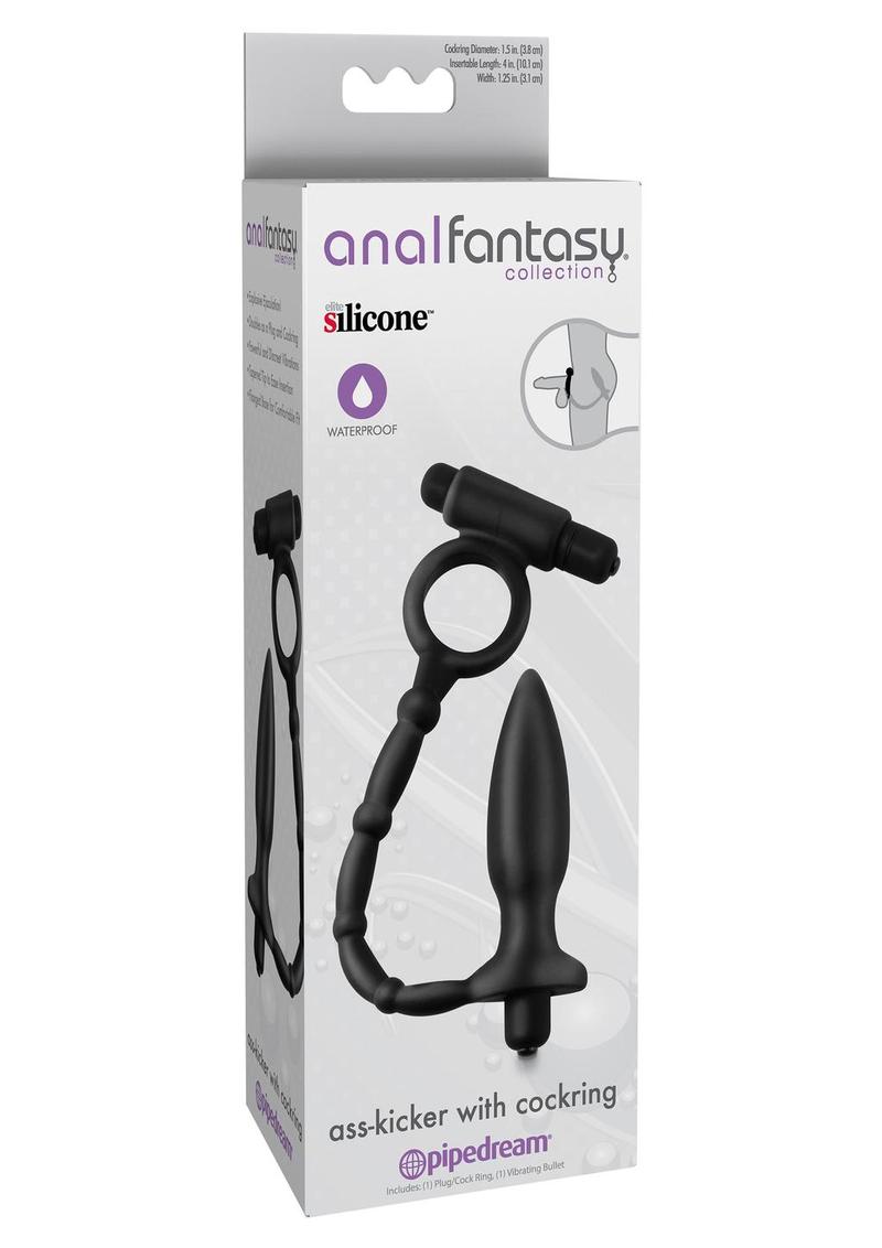 Load image into Gallery viewer, Anal Fantasy Collection Silicone Ass Kicker Plug with Cock Ring Waterproof - Black
