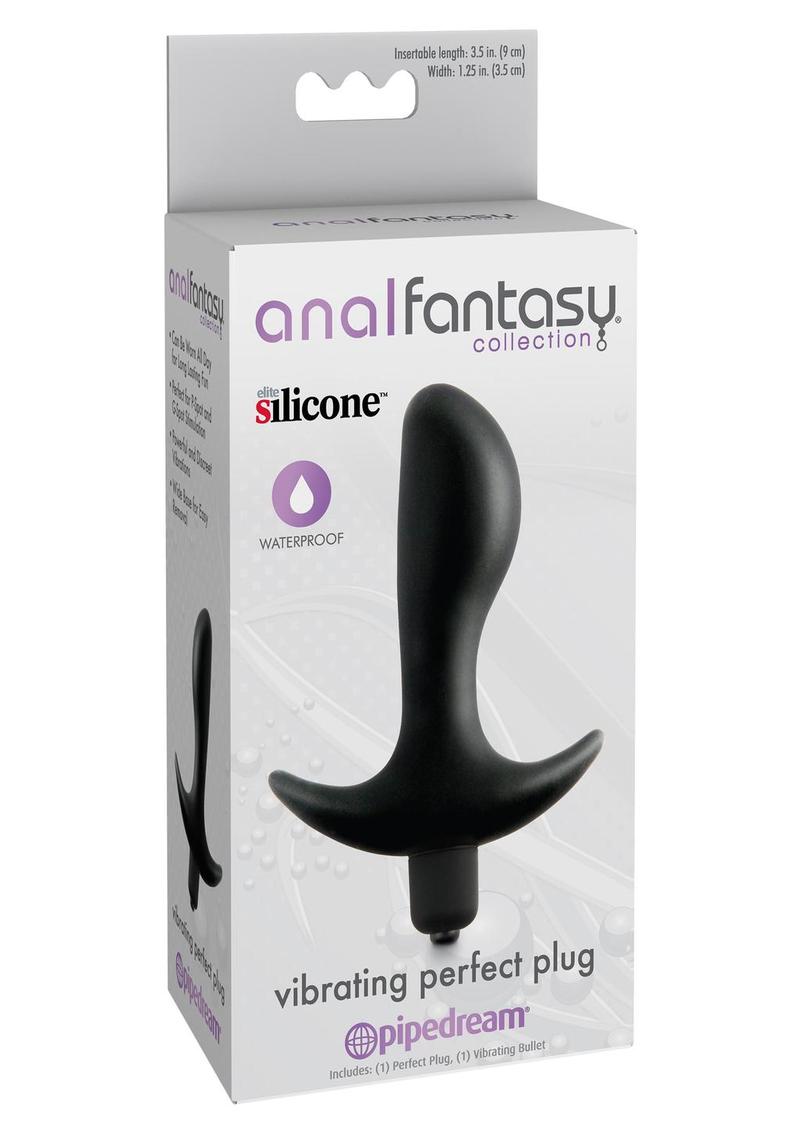 Load image into Gallery viewer, Anal Fantasy Collection Vibrating Perfect Silicone Plug Waterproof - Black - 3.5in
