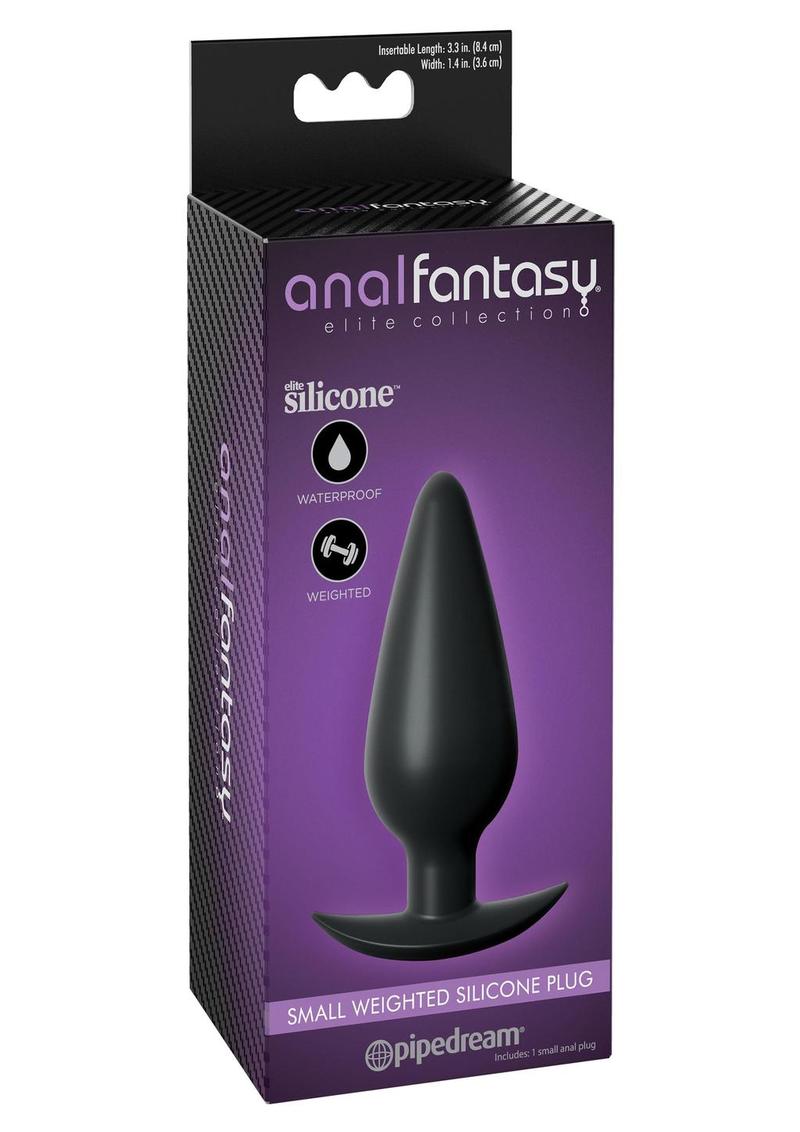 Load image into Gallery viewer, Anal Fantasy Elite Collection Small Weighted Silicone Plug Waterproof - Black - Small - 4.1in/4.4oz
