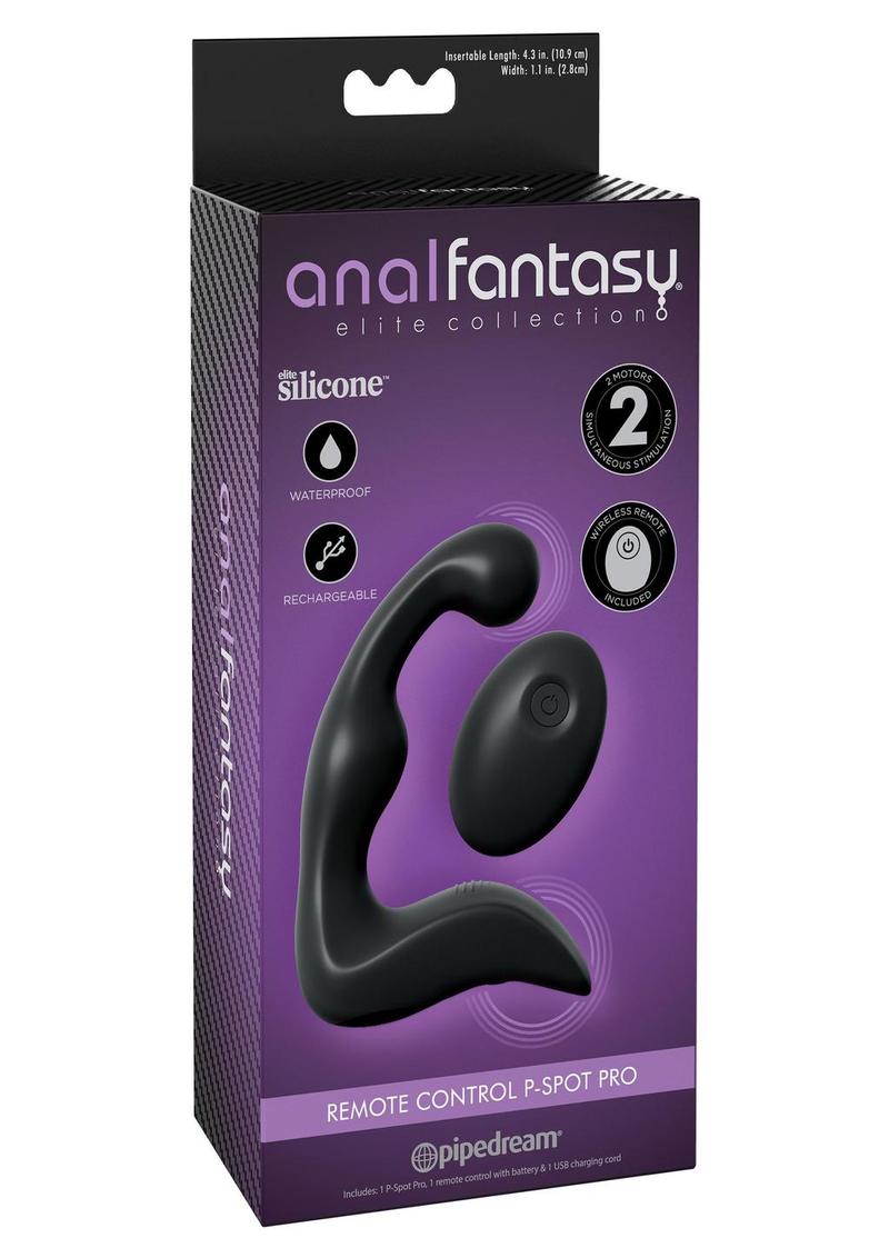 Load image into Gallery viewer, Anal Fantasy Elite Silicone Rechargeable Remote Control P-Spot Pro Waterproof - Black
