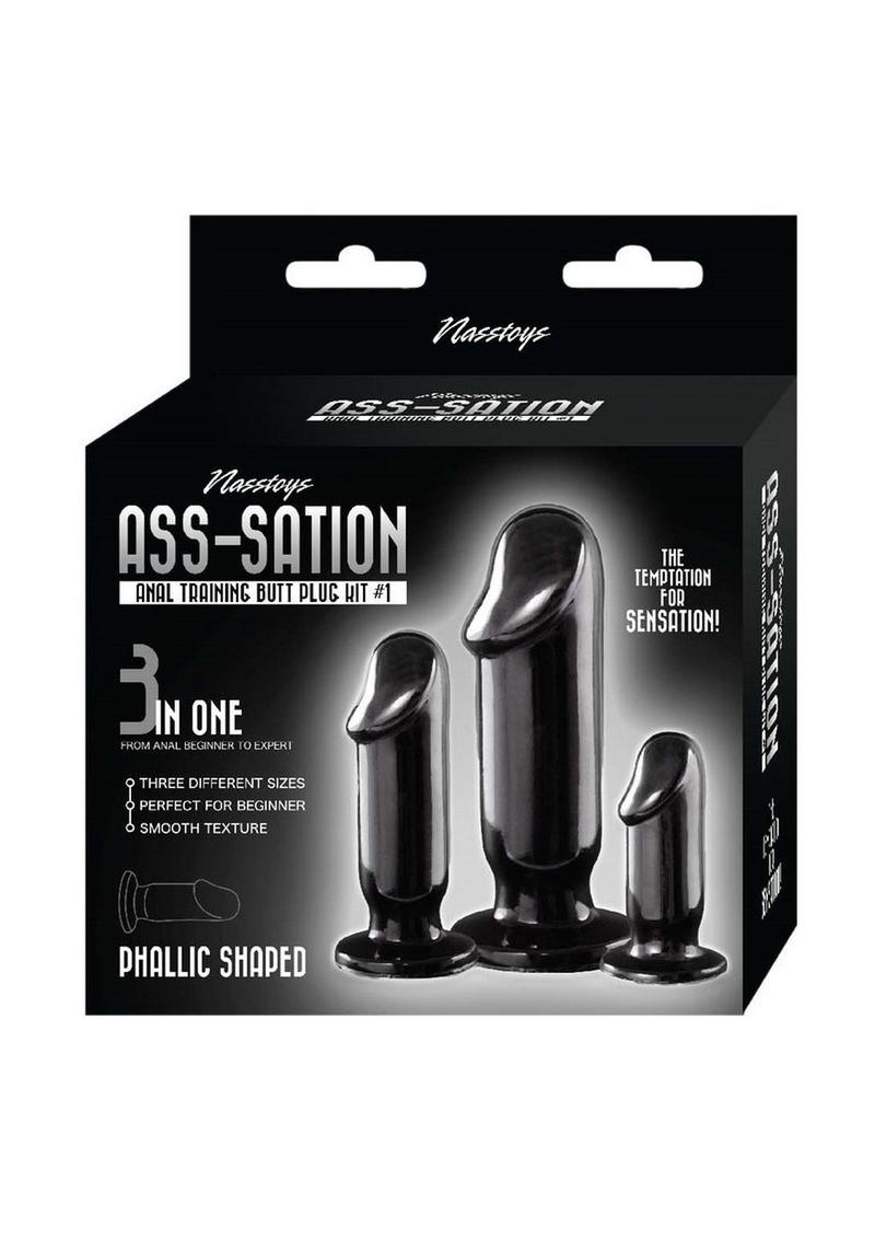 Load image into Gallery viewer, Ass-Sation Kit #1 Anal Trainer Butt Plug - Black - 3 Piece/Set
