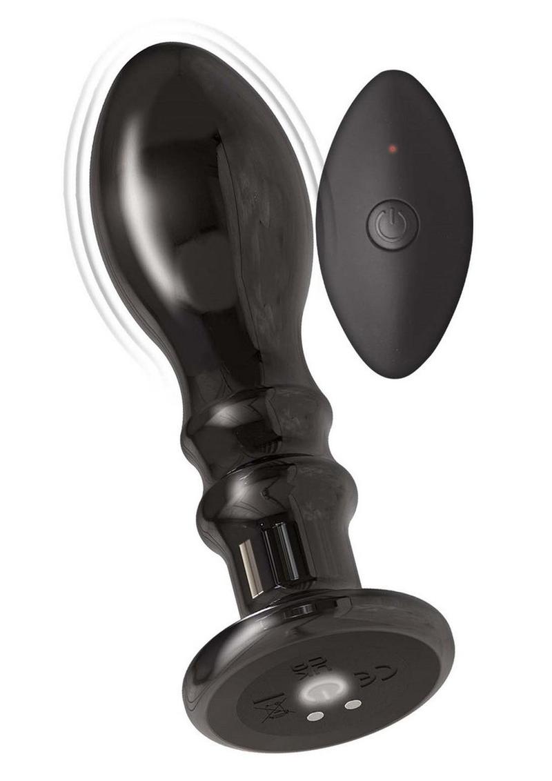 Load image into Gallery viewer, Ass-Sation Remote Control Rechargeable Vibrating Metal Anal Pleaser - Black/Metal
