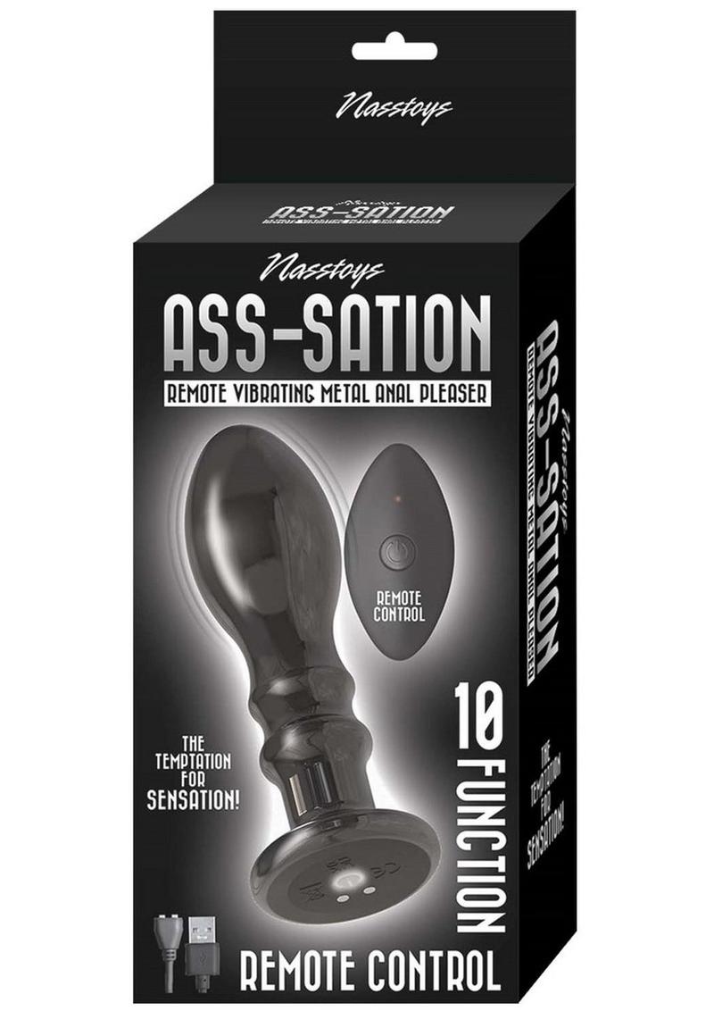 Load image into Gallery viewer, Ass-Sation Remote Control Rechargeable Vibrating Metal Anal Pleaser - Black/Metal
