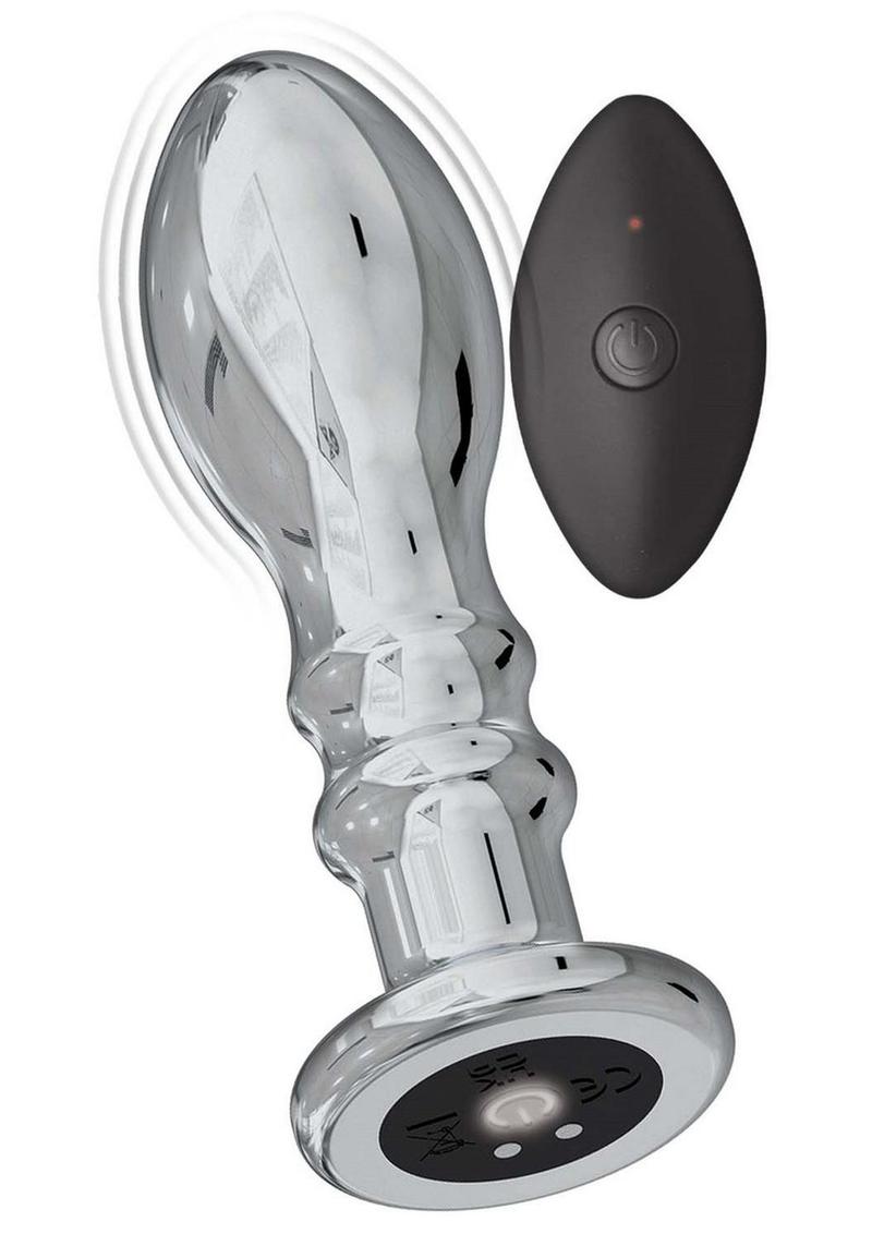 Load image into Gallery viewer, Ass-Sation Remote Control Rechargeable Vibrating Metal Anal Pleaser - Metal/Silver
