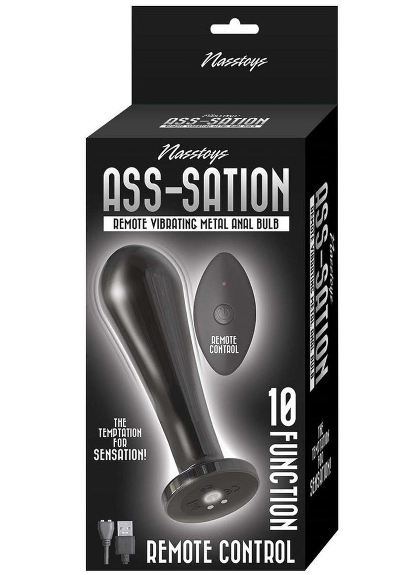 Load image into Gallery viewer, Ass-Sation Remote Control Vibrating Metal Anal Bulb - Black/Metal
