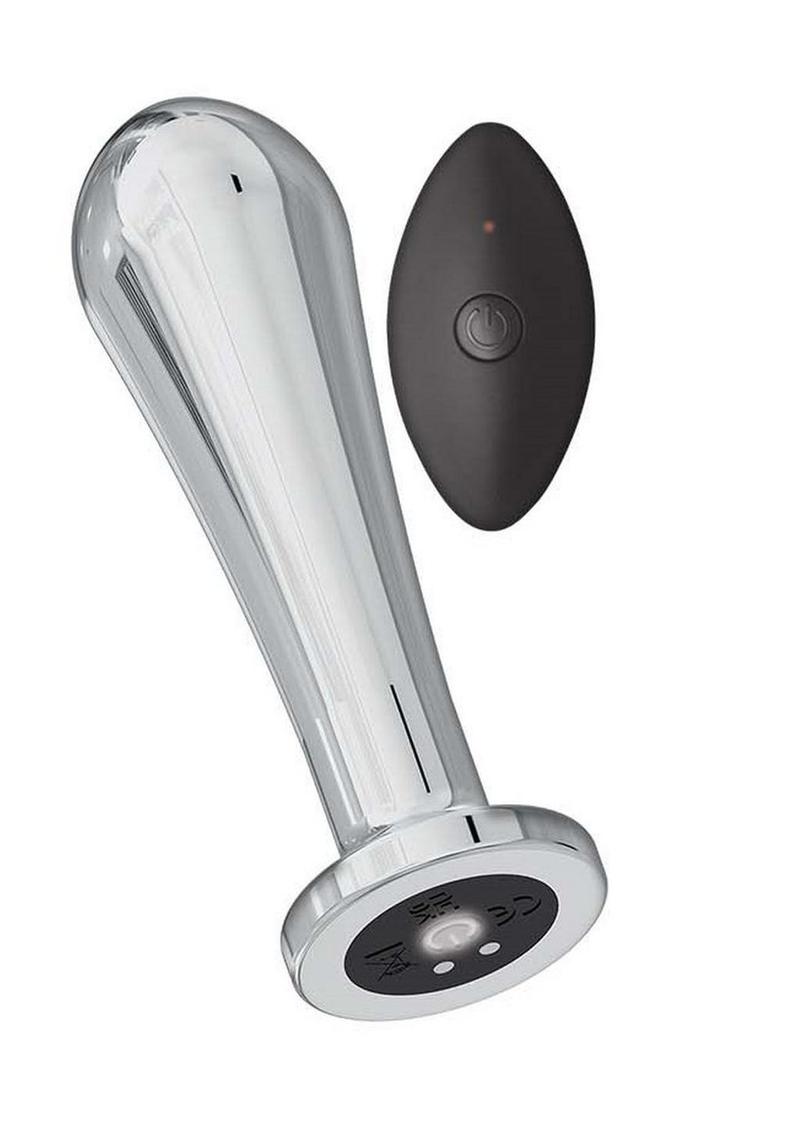 Load image into Gallery viewer, Ass-Sation Remote Control Vibrating Metal Anal Bulb - Metal/Silver
