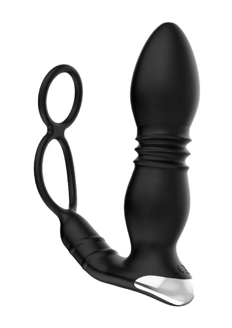 Load image into Gallery viewer, Ass-Sation Remote Thrusting Rechargeable Silicone Power Plug - Black
