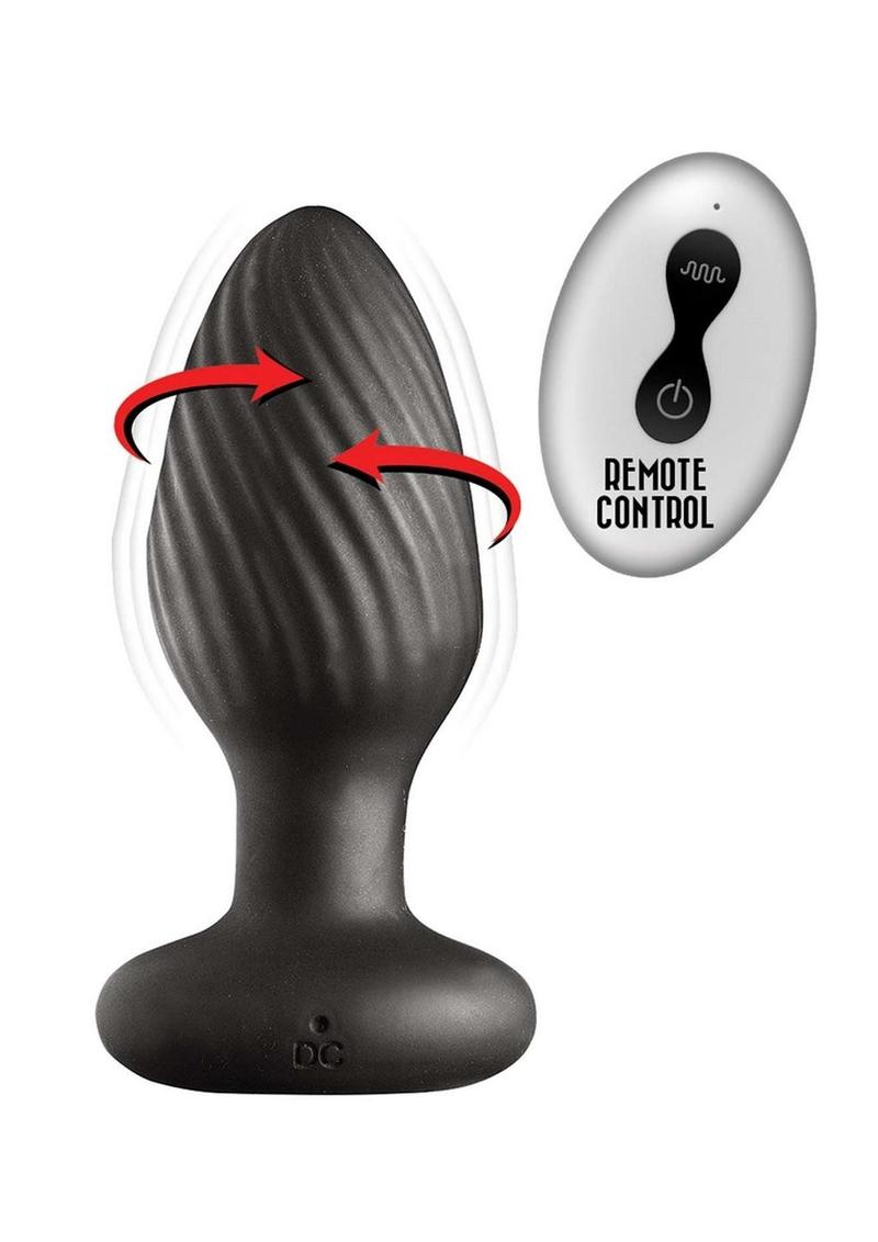 Load image into Gallery viewer, Ass-Sation Remote Vibrating and Rotating Rechargeable Silicone Anal Plug - Black
