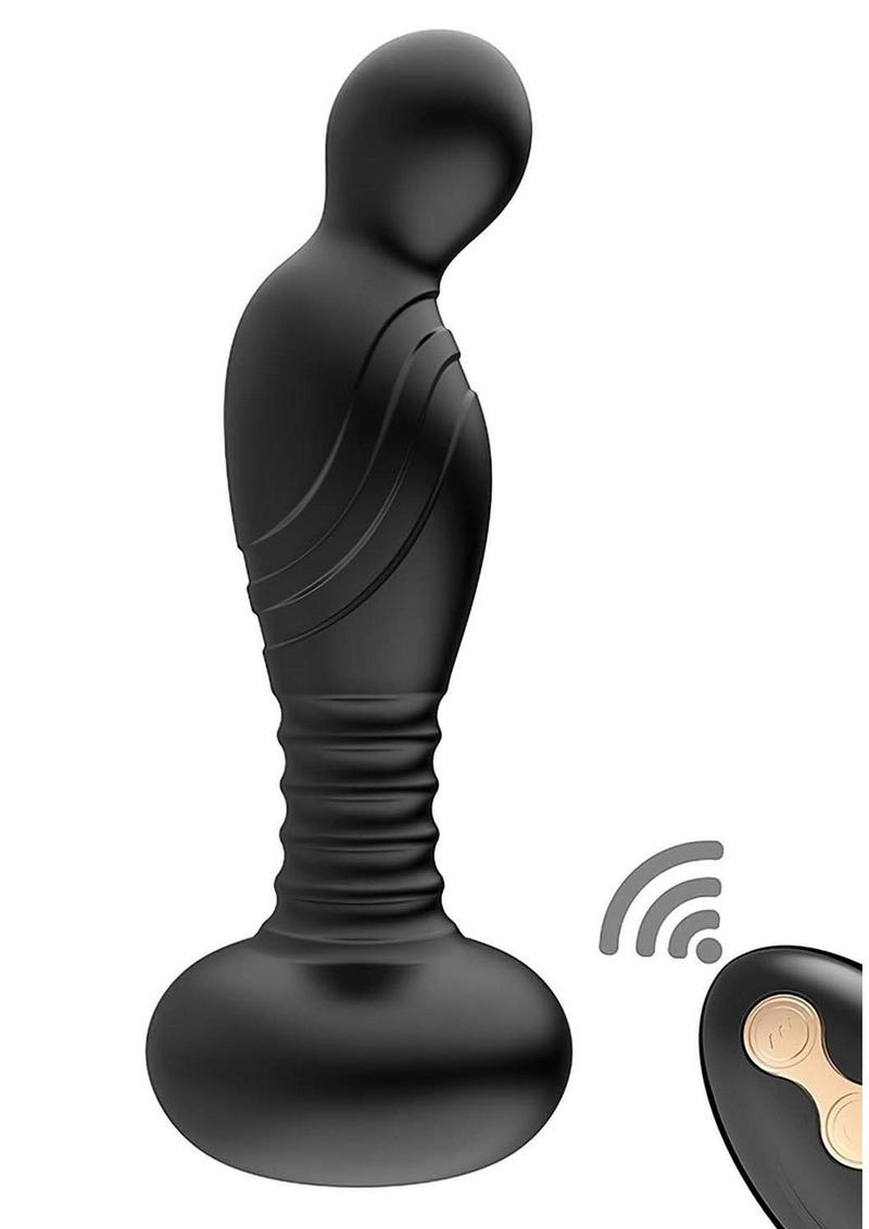 Load image into Gallery viewer, Ass-Sation Remote Vibrating Rechargeable Silicone P-Spot Plug - Black
