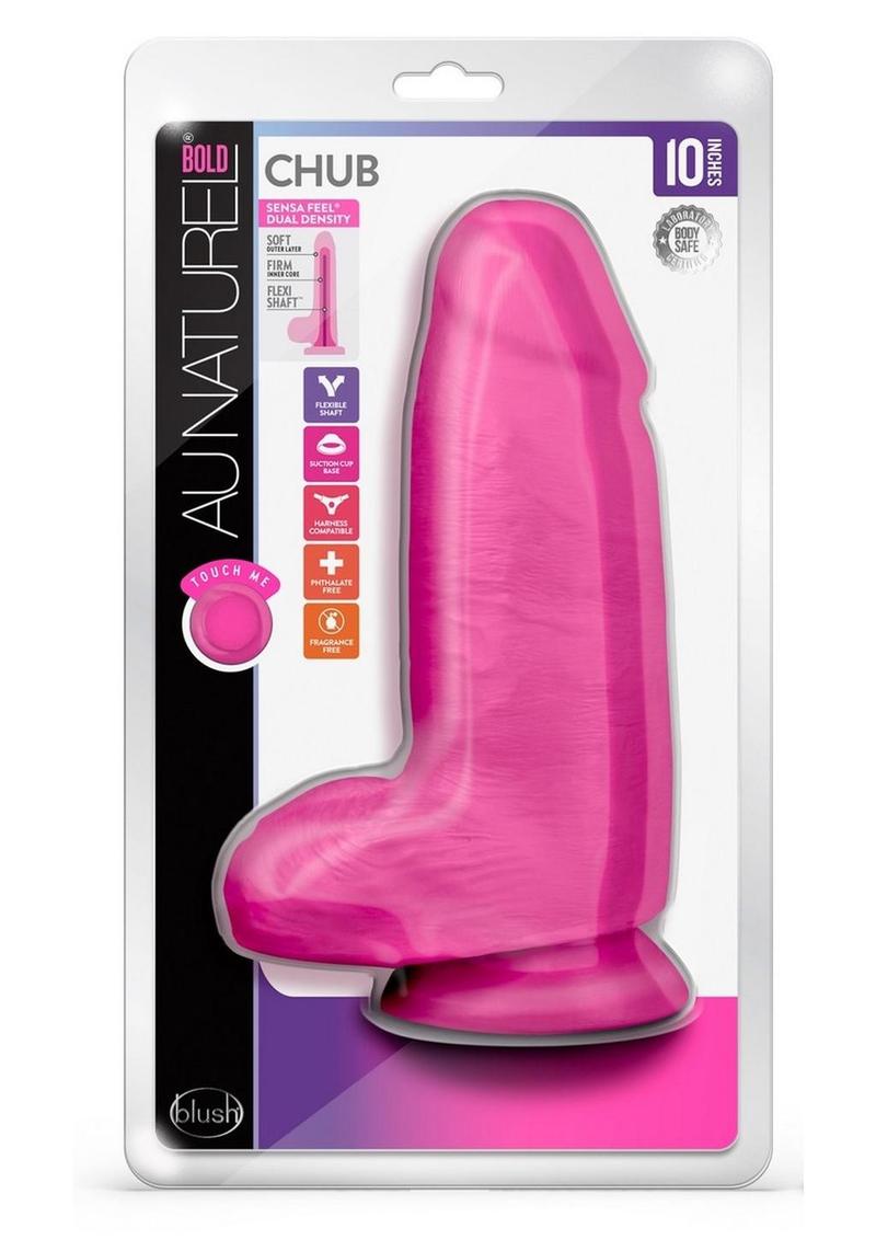 Load image into Gallery viewer, Au Naturel Bold Chub Dildo with Suction Cup and Balls - Pink - 10in
