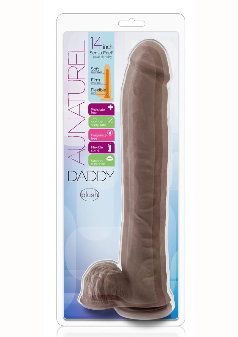 Load image into Gallery viewer, Au Naturel Daddy Sensa Feel Dual Density Dildo with Balls - Chocolate - 14in
