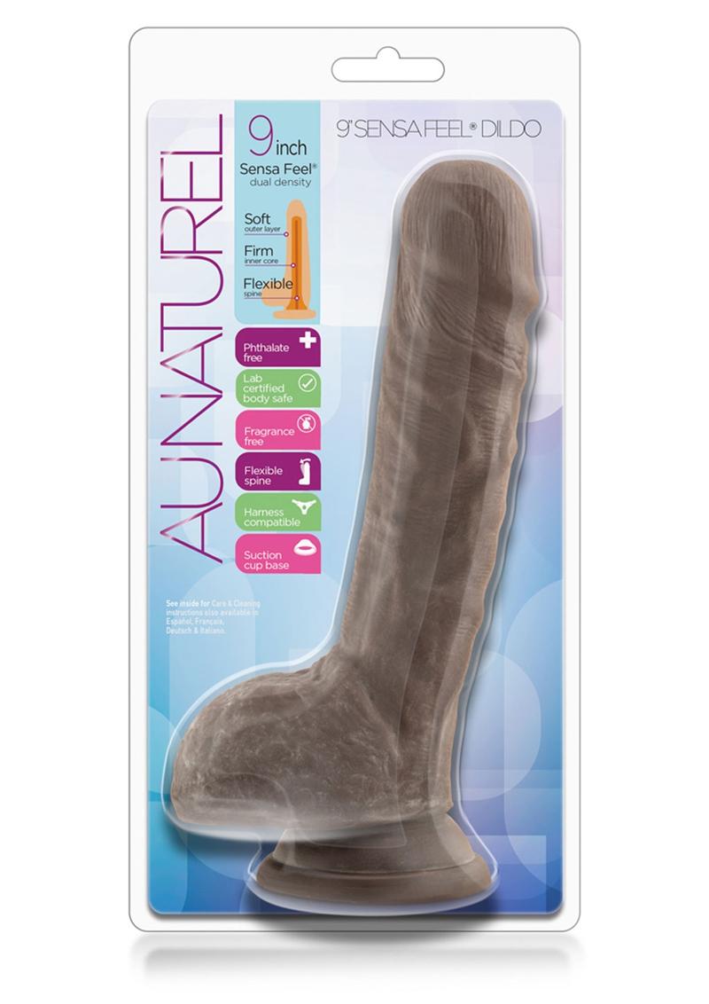 Load image into Gallery viewer, Au Naturel Sensa Feel Dildo with Suction Cup - Brown/Chocolate - 9in
