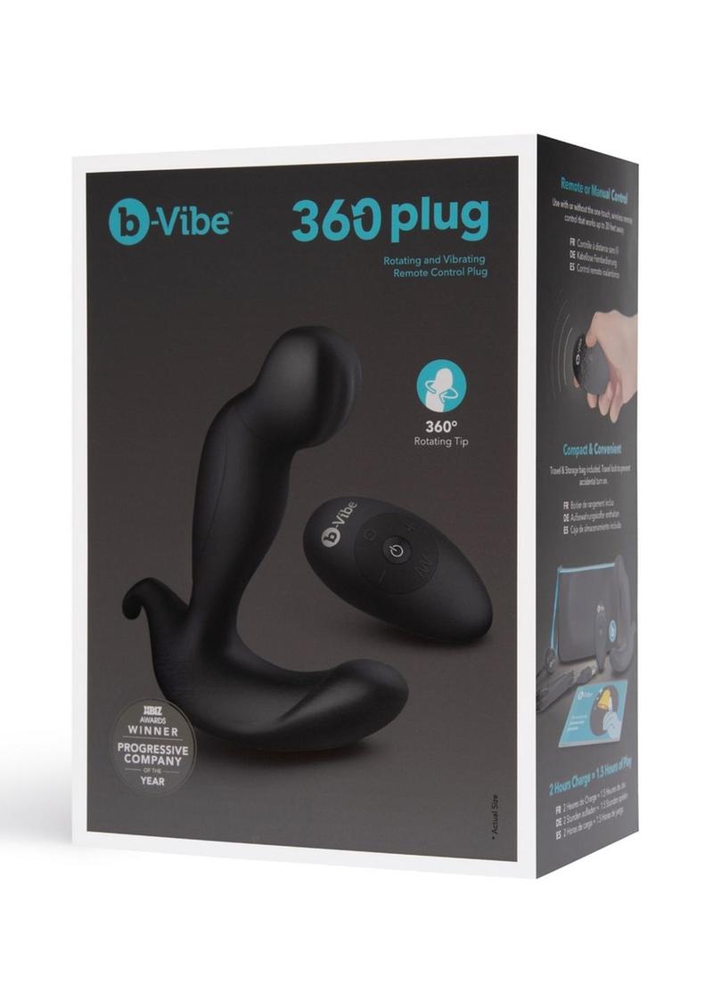 Load image into Gallery viewer, B-Vibe 360 Plug Rechargeable Silicone Rotating and Vibrating Kwith Remote Anal Plug - Black
