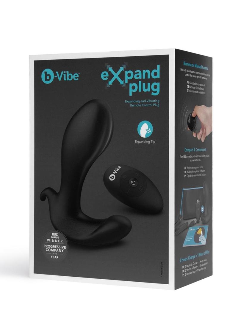 Load image into Gallery viewer, B-Vibe Expanding Plug Rechargeable Silicone with Remote Anal Plug - Black
