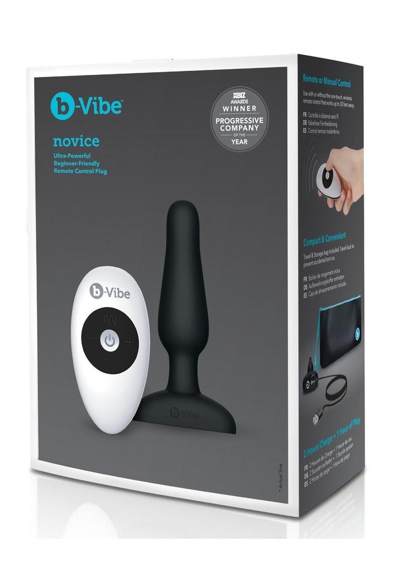 Load image into Gallery viewer, B-Vibe Novice Plug Rechargeable Silicone Anal Plug with Remote Control - Black
