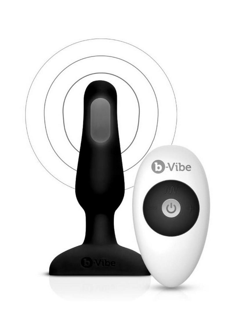 Load image into Gallery viewer, B-Vibe Novice Plug Rechargeable Silicone Anal Plug with Remote Control - Black
